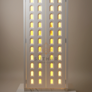 Premium 7ft Modern Corian Mandir – 84" Height, 24" Width, 18" Depth | Elegant Ready-to-Place Temple for Home