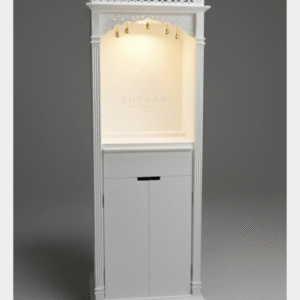 Premium 5ft Corian Mandir with storage – 5ft height, 2ft width, 1ft depth