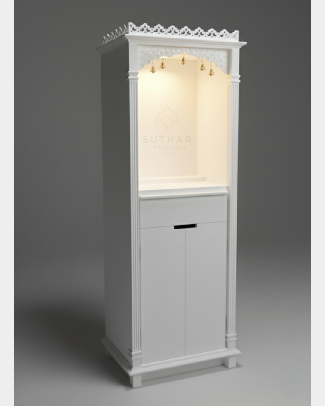 Premium 5ft Corian Mandir – Modern Pooja Mandir with Storage | Suthar Handicraft - Image 2