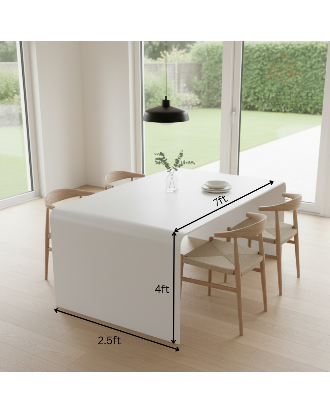 Luxury 7ft Corian Table with Seamless Finish by Suthar Handicraft