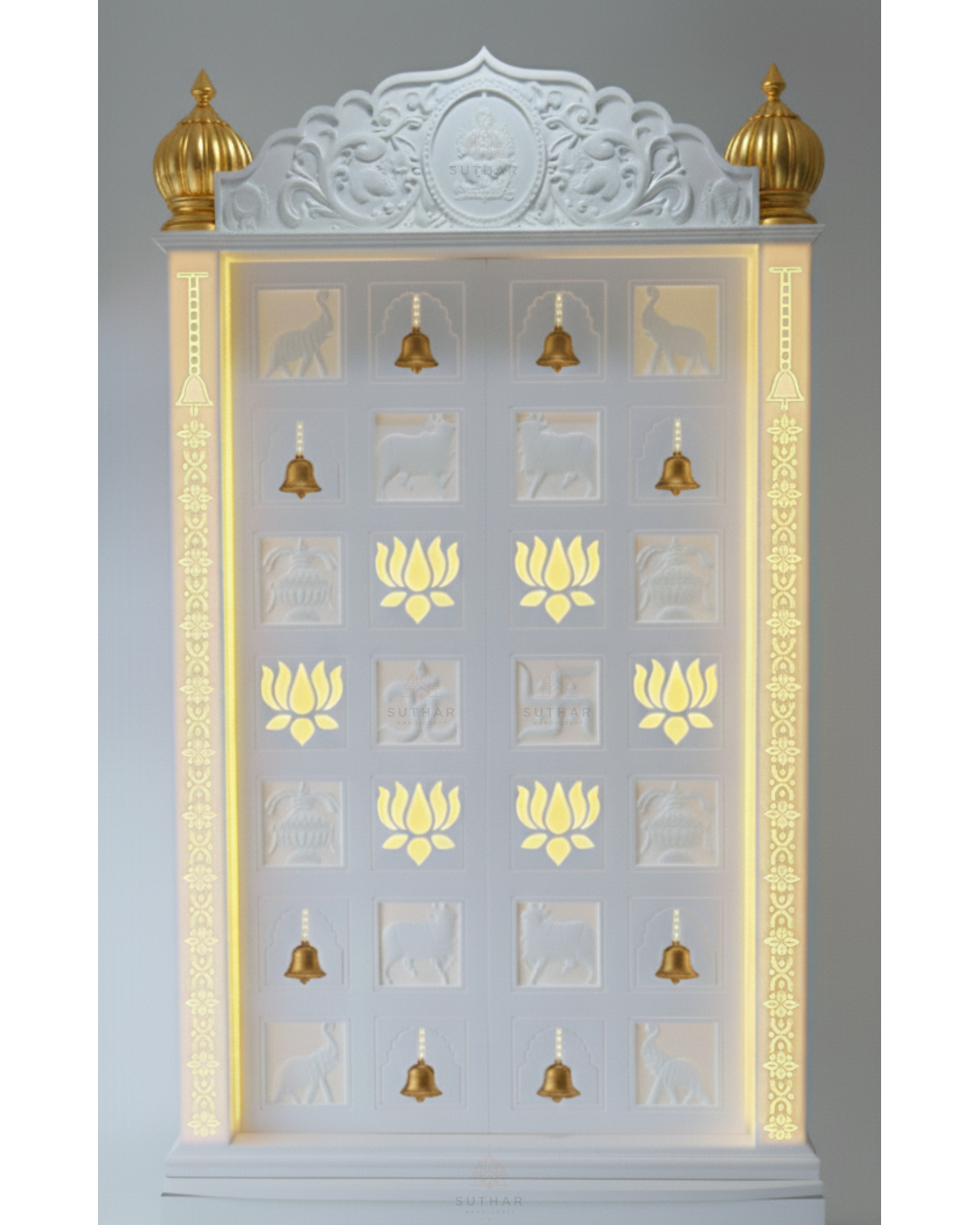 Designer Corian Mandir with Door – Premium Handcrafted Temple by Suthar Handicraft