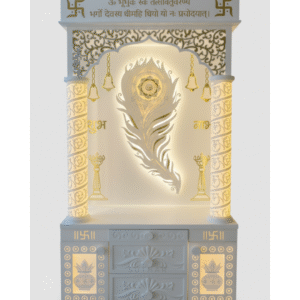 Designer Corian Mandir with Embossed Morpankh Design – 6ft Corian Marble Temple by Suthar Handicraft