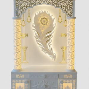 Designer Corian Mandir with Embossed Morpankh Design – 6ft Corian Marble Temple by Suthar Handicraft