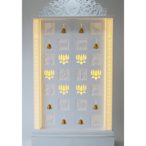 Handcrafted Corian Temple for Home with Door and LED Lights