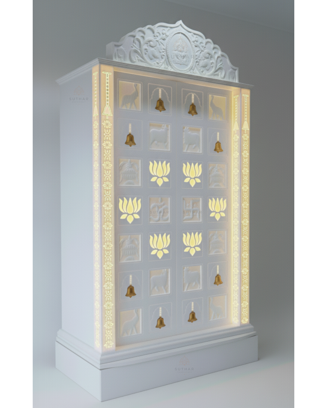 Elegant Corian Mandir with Door for Modern Home