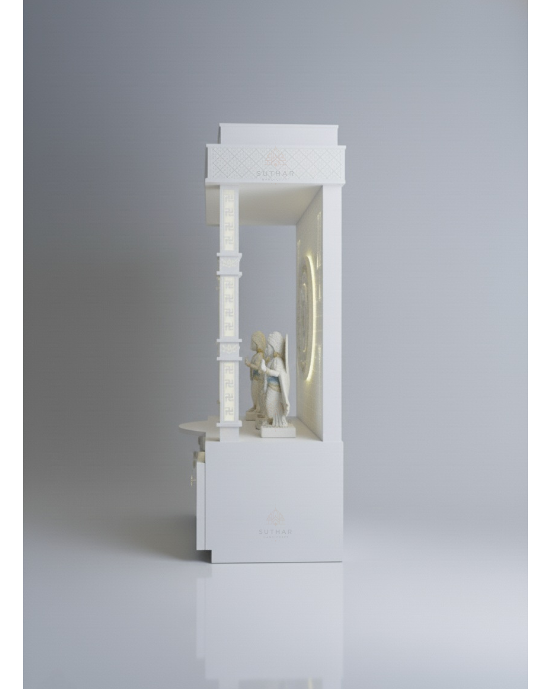 Designer Corian Temple with LED Lighting and Om Symbol