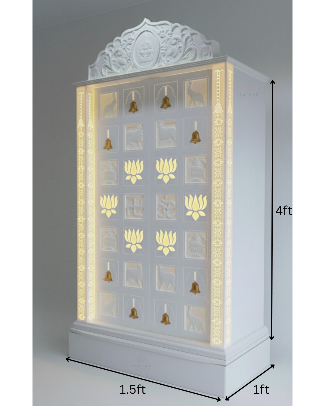 Suthar Handicraft Designer Corian Mandir with Door