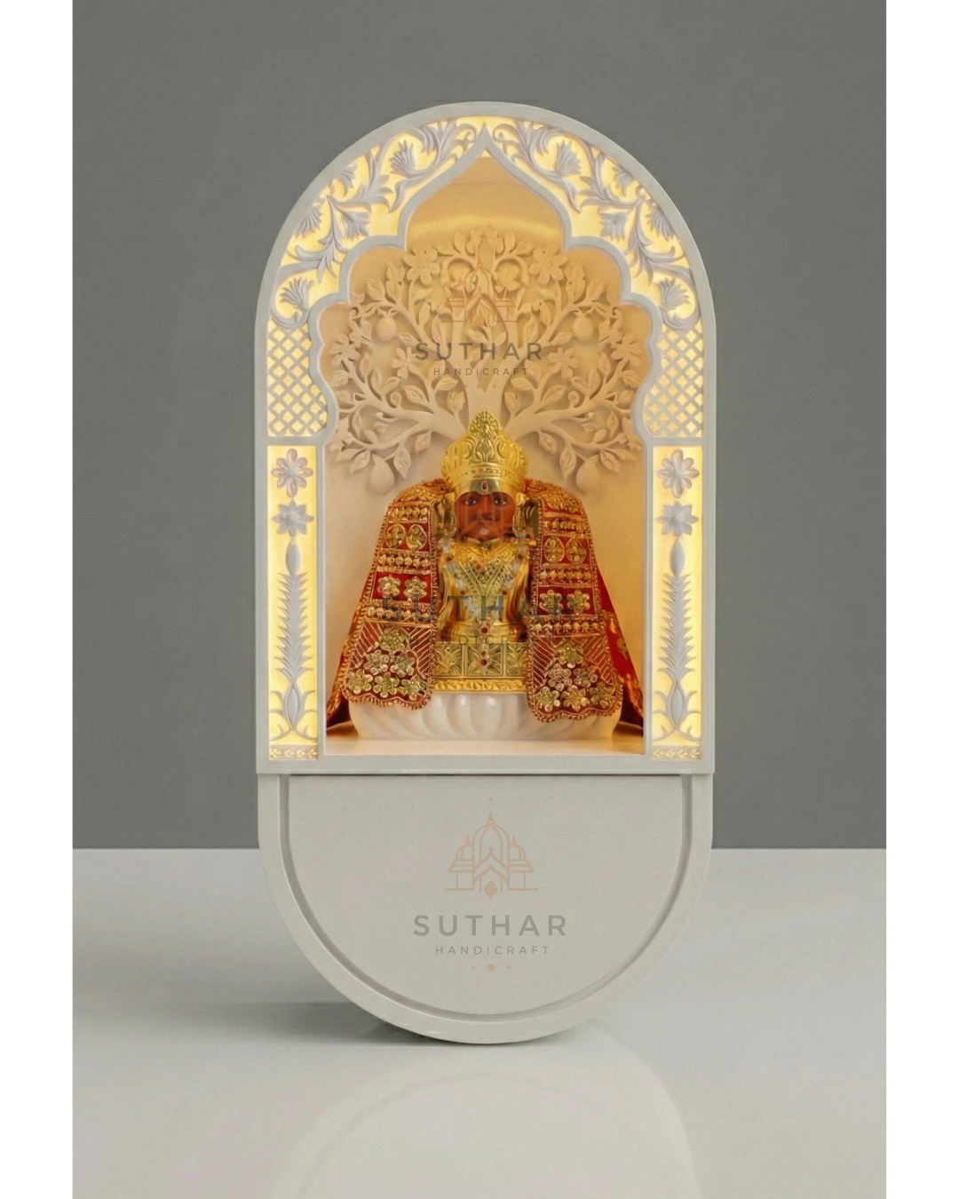 Kalpvruksh Design Corian Mandir With Storage – Suthar Handicraft