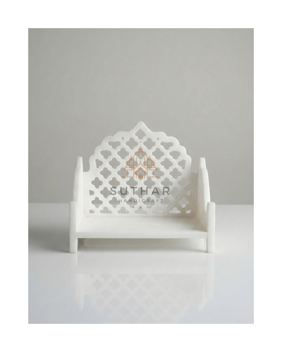 Sihasan for Mandir made of Corian with traditional jali pattern Mumbai