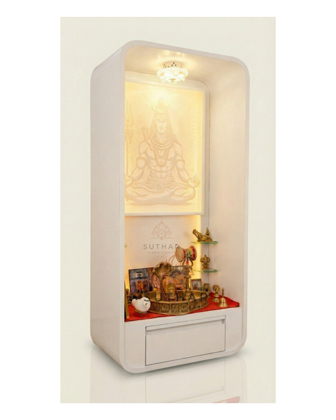 Mahadev corian mandir in curve shape mandir design