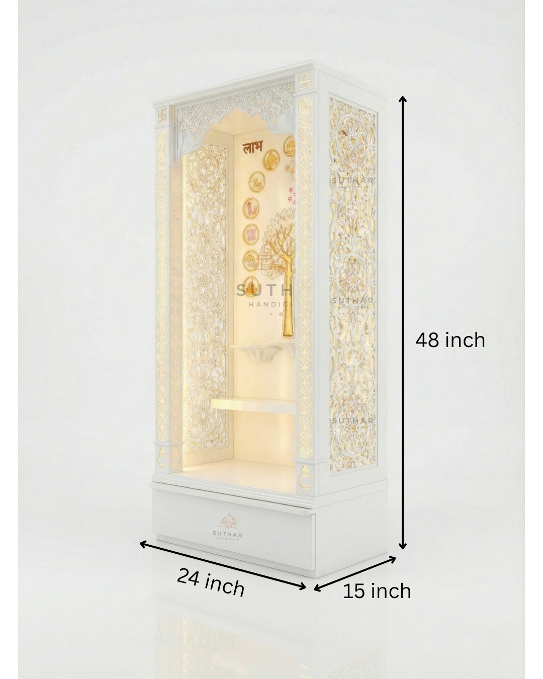 Custom Jain Corian Mandir for home in Mumbai handcrafted by Suthar Handicraft