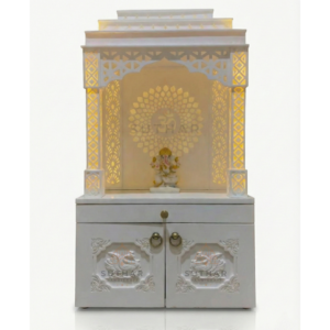 Om Design Corian Mandir with LED lighting in Mumbai home