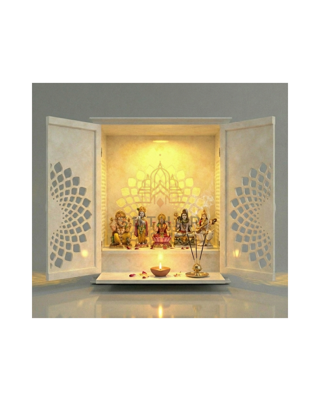 Small home temple with door Korean marble finish