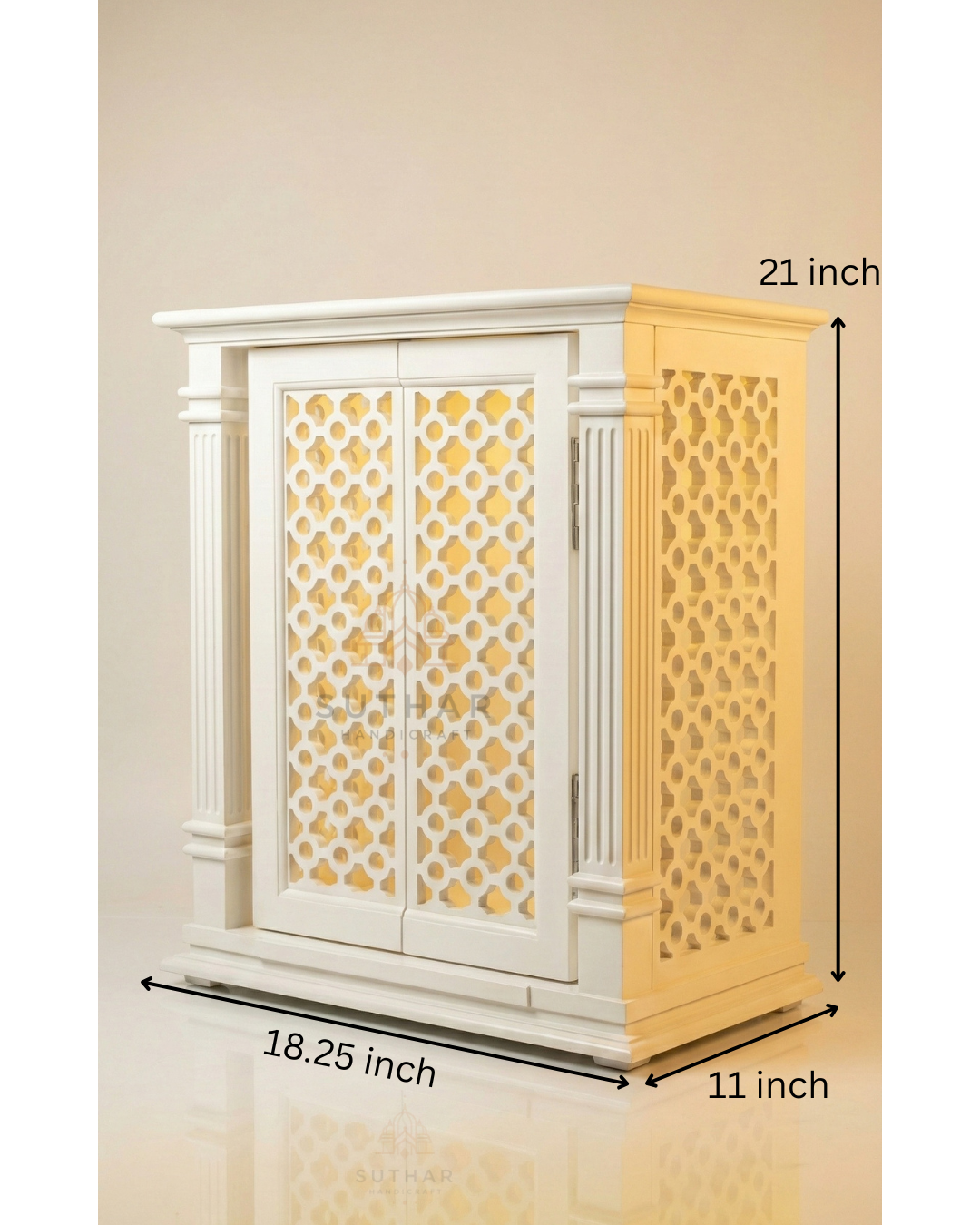 wall mount corian mandir white for home