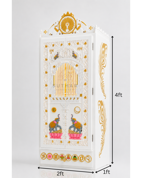 Jain Mandir with Door in Corian | 4 Feet Corian Jain Temple with ...