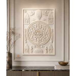 Premium Corian Siddhachakra Mahayantra Wall Panel in Mumbai by Suthar Handicraft for Jain Home Temple